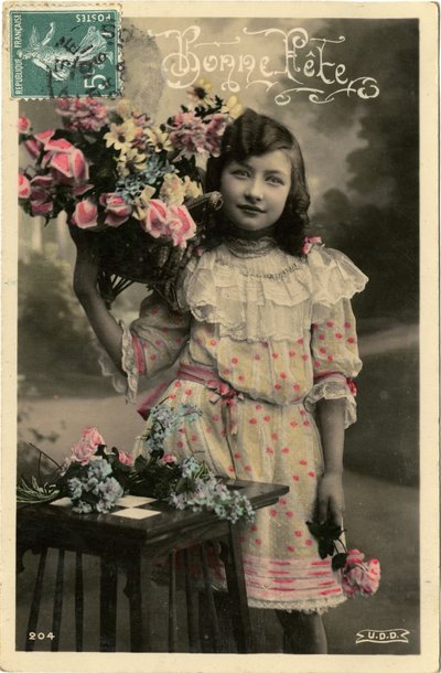 Bonne fete postcard, 1908 by French Photographer